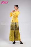 TNY0301 Trang Phục Hoá Trang Myanmar Vàng Trơn - Nữ