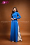TAA0803 Áo Dài Truyền Thống Lụa Mỹ Màu Xanh Coban