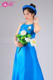 TYD0801 Set Yếm Liền Xanh Dương Khoác Tơ Trắng