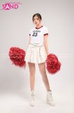 Outfit Phối Sẵn - (Váy Xếp Li Trắng phối Áo Crop Cổ Động Đỏ)
