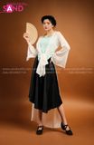 Yếm Lụa Trơn Màu Xanh Da Trời TYK0802 Khoác Tơ Trắng TTK0001 Đụp Đen Lửng TQD0102 Quạt Gỗ DQG1101