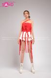 Outfit Phối Sẵn - (Quần Váy Ngắn Xoè 2 Tầng Phối Áo Quây Tua Rua Đỏ)