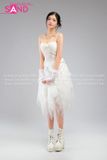 Outfit Phối Sẵn - (Áo 2 Dây Cúp Ngực Tua Rua Trắng phối Váy Voan Trắng)