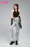 Outfit Phối Sẵn - (Quần Bạc phối Áo Kim Sa Đen Mũ Trùm Kèm Bao Tay Kim Sa)