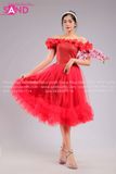 TMB0404 Váy Bồng Đỏ Voan Xoè