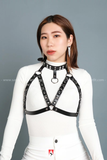 Đai ngực không xích khoen inox không gỉ - Đen