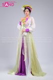 TYD0704 Set Tứ Thân Tấm Cám Thiết Kế Hoạ Tiết Voan - Xanh Tím