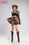 Outfit Phối Sẵn - (Set Cao Bồi Nâu Váy phối Áo Khoác Crop Da Nâu)