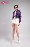 Outfit Phối Sẵn - (Quần Short Trắng Phối Áo Khoác Bomber Tím)