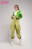 Outfit Phối Sẵn - (Set Quần Short Trắng Phối Áo Khoác Da Crop Xanh Lá )