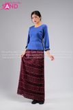 TNY0801 Trang Phục Myanmar Ren Xanh Đỏ - Nữ