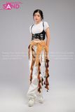 Outfit Phối Sẵn - (Quần Nắp Ngang Trắng phối Đai Nịt Thắt Lưng Tua Rua Nâu)