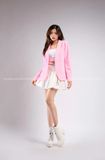 Outfit Phối Sẵn - (Chân Váy Trắng phối Vest Hồng)