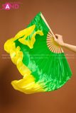 DQU0902 Quạt Lụa Lửng Loang Xanh Lá Vàng