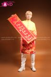 TAD0306 Áo Dài Nam Rồng Vàng