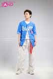 Outfit Phối Sẵn - (Quần Nắp Ngang Trắng phối Bóng Chày Xanh)