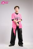 Outfit Phối Sẵn - (Quần Nắp Ngang Đen phối Bóng Chày Sọc Hồng)
