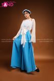 TYK0004 Yếm Trắng Trơn TTK0001 Khoác Tơ Trắng TQV0801 Quần Váy Xanh Biển DMV0008 Vấn Xanh Trắng