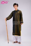 TAB0102 Áo Dài The Đen Lót Gấm Thọ Vàng - Nam