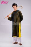 TAB0102 Áo Dài The Đen Lót Gấm Thọ Vàng - Nam
