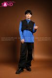 Outfit Phối Sẵn - (HQN0101 Quần Dài Đen Nắp Túi Hộp Ngang Phối Dây phối Áo Thun Tay Dài Nam Xanh Dương)