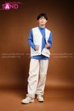 Outfit Phối Sẵn - (Quần Dài Đen Nắp Túi Ngang phối Áo Thun Tay Dài Nam Xanh Dương)