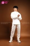 Outfit Phối Sẵn - (Quần Suông Trắng phối Áo Khoác Crop Tay Phồng Trắng)