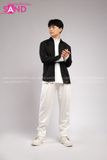 Outfit Phối Sẵn - (Quần Ống Suông Trắng Nam phối Sơmi Đen Ngắn Tay)