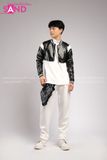 Outfit Phối Sẵn - (Quần Suông Trắng phối Áo Khoác Da Crop Đen)