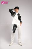 Outfit Phối Sẵn - (Quần Suông Trắng phối Áo Khoác Da Crop Đen)