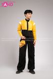 Outfit Phối Sẵn - (Quần Nắp Ngang Đen phối Áo Khoác Crop Da Vàng)