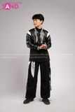 Outfit Phối Sẵn - (Quần Nắp Ngang Đen phối Áo Khoác Da Crop Đen)
