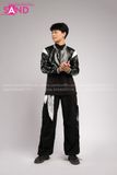 Outfit Phối Sẵn - (Quần Nắp Ngang Đen phối Áo Khoác Da Crop Đen)