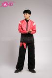Outfit Phối Sẵn - (Quần Nắp Ngang Đen phối Áo Khoác Da Crop Đỏ)