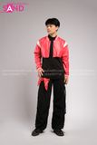 Outfit Phối Sẵn - (Quần Nắp Ngang Đen phối Áo Khoác Da Crop Đỏ)