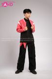 Outfit Phối Sẵn - (Quần Nắp Ngang Đen phối Áo Khoác Da Crop Đỏ)