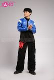 Outfit Phối Sẵn - (Quần Nắp Ngang Đen phối Áo Khoác Da Crop Xanh Dương)