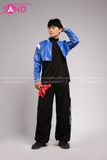 Outfit Phối Sẵn - (Quần Nắp Ngang Đen phối Áo Khoác Da Crop Xanh Dương)