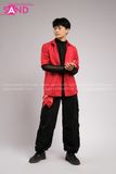 Outfit Phối Sẵn - (Quần Nắp Ngang Đen phối Sơmi Đỏ)