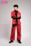 Outfit Phối Sẵn - (HQN0401 Quần Dài Đỏ Nắp Túi Hộp Ngang Phối Dây phối Áo Sơmi Đỏ)