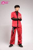 Outfit Phối Sẵn - (HQN0401 Quần Dài Đỏ Nắp Túi Hộp Ngang Phối Dây phối Áo Sơmi Đỏ)