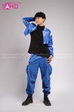 Outfit Phối Sẵn - (Quần Thụng Xanh Dương phối Áo Khoác Da Crop Xanh)