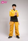 Outfit Phối Sẵn - (Quần Nắp Ngang Vàng phối Áo Khoác Da Crop Vàng)