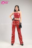 Outfit Phối Sẵn - (Quần Suông Da Đỏ phối Áo Quây Da Đỏ)
