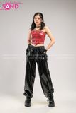 Outfit Phối Sẵn - (Quần Jogger Đen Bóng phối Áo Ống Da Đỏ)