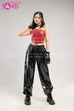 Outfit Phối Sẵn - (Quần Jogger Đen Bóng phối Áo Ống Da Đỏ)