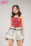 Outfit Phối Sẵn - (Váy Da Bạc phối Áo Quây Da Bóng Đỏ)