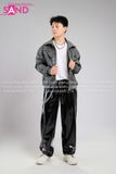 Outfit Phối Sẵn - (Quần Jogger Da Bóng Đen phối Áo Khoác Bomber Xám)