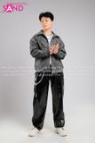 Outfit Phối Sẵn - (Quần Jogger Da Bóng Đen phối Áo Khoác Bomber Xám)