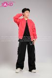 Outfit Phối Sẵn - (Quần Nắp Ngang Đen phối Áo Khoác Bomber Đỏ)